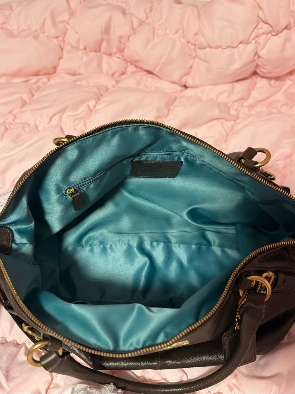 Coach Madison Sophia Leather Satchel Bag Mahogany Brown Gold Y2K Vintage